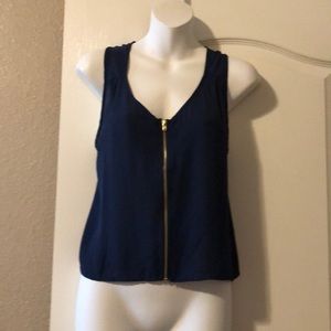NWOT dark blue zip up crop top
